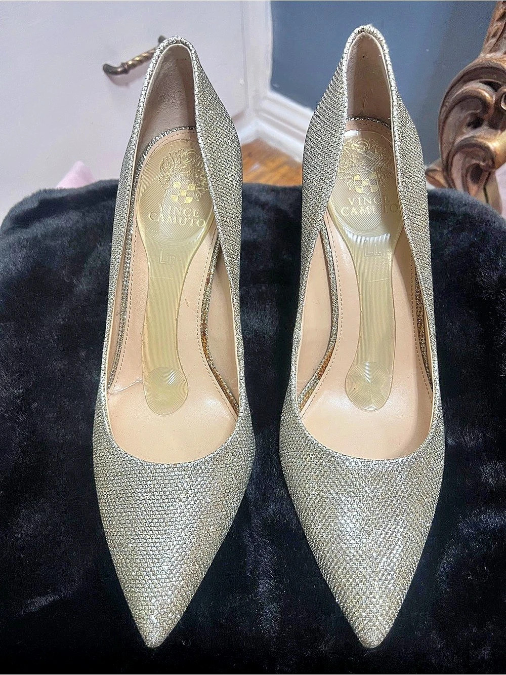 Vince Camuto Silver Pointed-Toe Heels